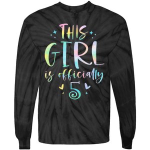 K.i.d.s This Girl Is Officially 5 Five Year Old 5th Birthday Girl Tie-Dye Long Sleeve Shirt