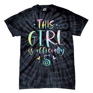 K.i.d.s This Girl Is Officially 5 Five Year Old 5th Birthday Girl Tie-Dye T-Shirt