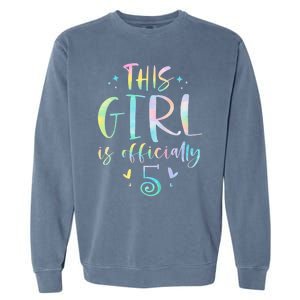 K.i.d.s This Girl Is Officially 5 Five Year Old 5th Birthday Girl Garment-Dyed Sweatshirt