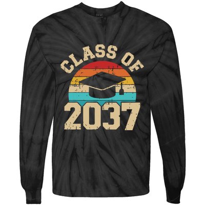 Kindergarten To Graduation Class Of 2037 Grow With Me Tie-Dye Long Sleeve Shirt