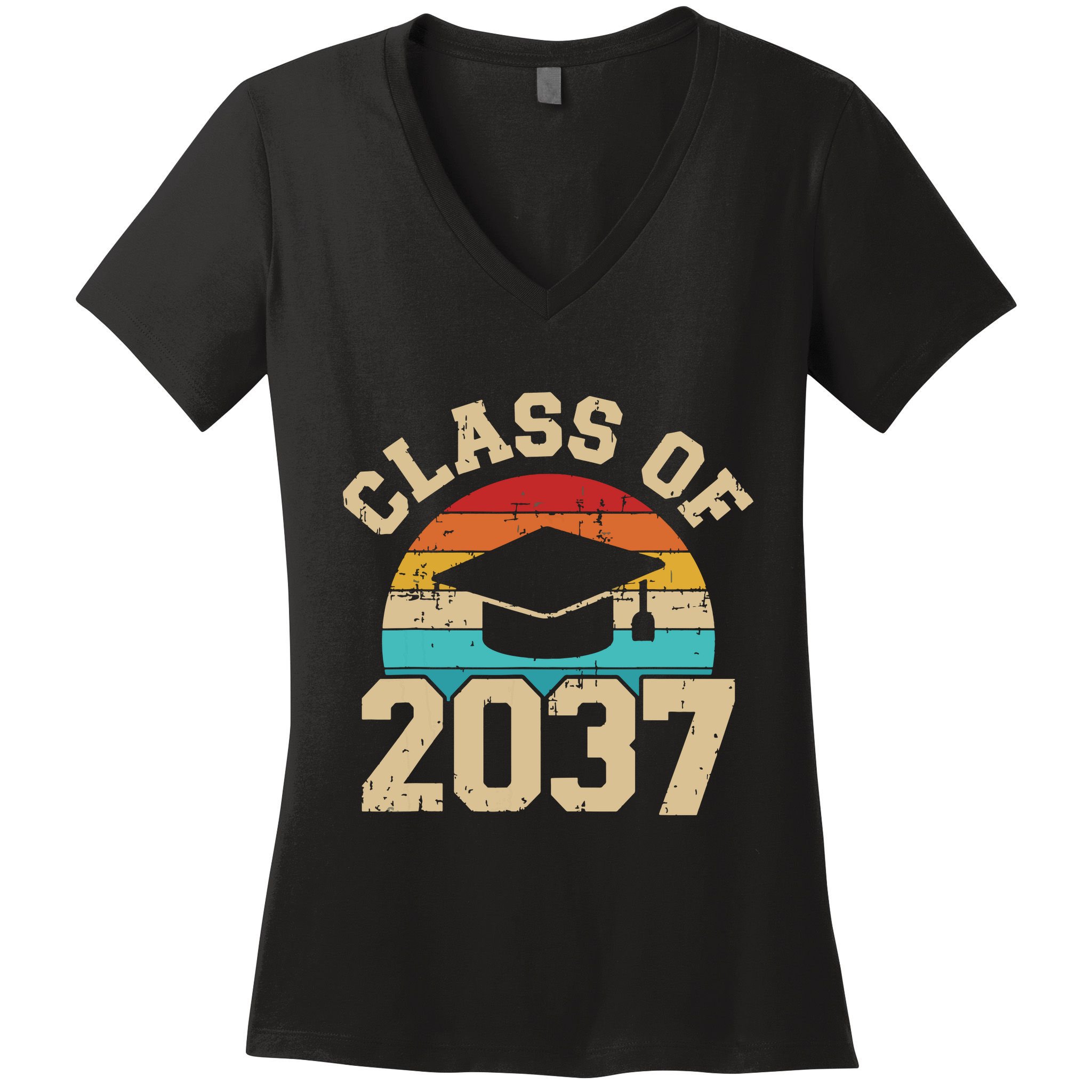 Kindergarten To Graduation Class Of 2037 Grow With Me Women's V-Neck T-Shirt