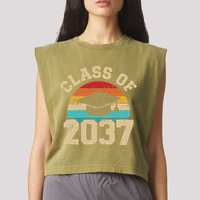 Kindergarten To Graduation Class Of 2037 Grow With Me Garment-Dyed Women's Muscle Tee