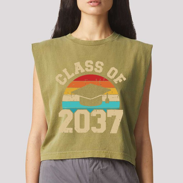 Kindergarten To Graduation Class Of 2037 Grow With Me Garment-Dyed Women's Muscle Tee
