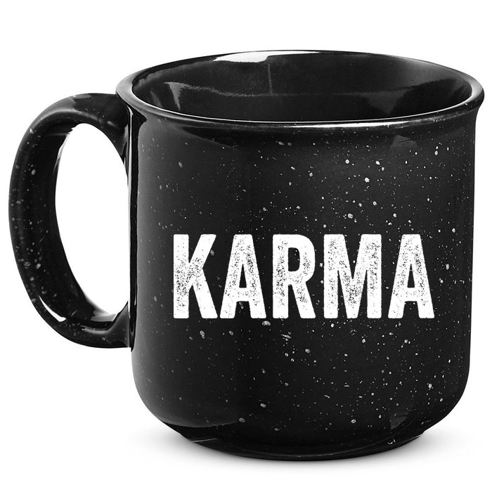Karma Trending Graphic Tee 15oz Campfire Ceramic Mug