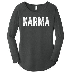 Karma Trending Graphic Tee Women's Perfect Tri Tunic Long Sleeve Shirt