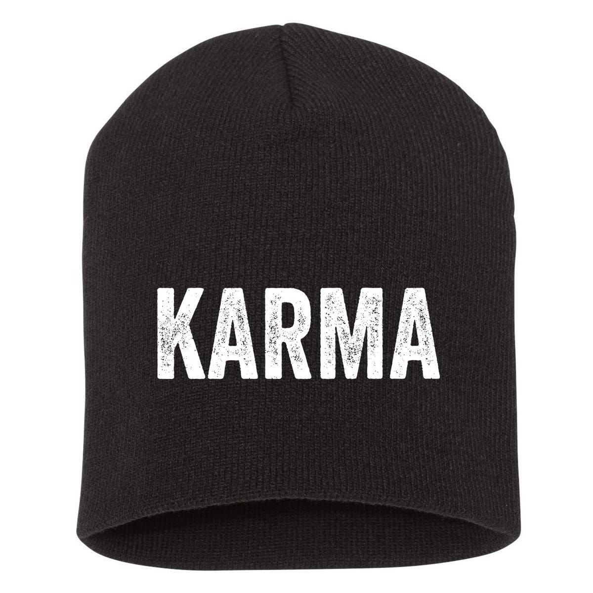 Karma Trending Graphic Tee Short Acrylic Beanie