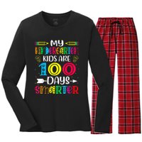 Kindergarten Teacher Gift 100 Days Smarter 100th Day Of School Women's Long Sleeve Flannel Pajama Set 