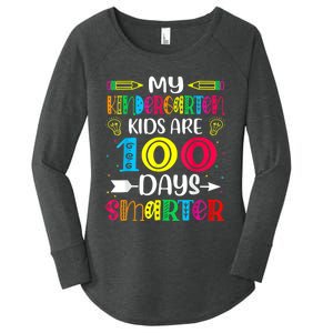 Kindergarten Teacher Gift 100 Days Smarter 100th Day Of School Women's Perfect Tri Tunic Long Sleeve Shirt