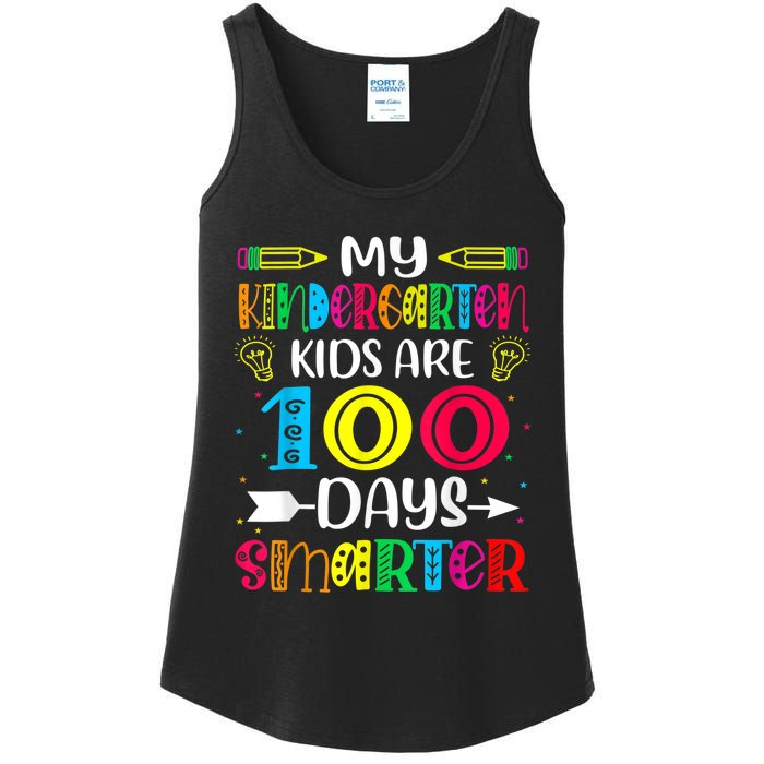 Kindergarten Teacher Gift 100 Days Smarter 100th Day Of School Ladies Essential Tank