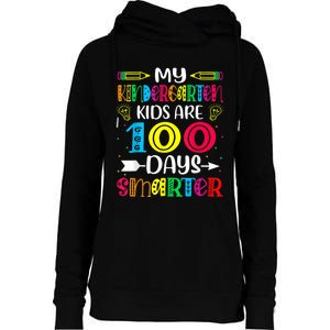 Kindergarten Teacher Gift 100 Days Smarter 100th Day Of School Womens Funnel Neck Pullover Hood