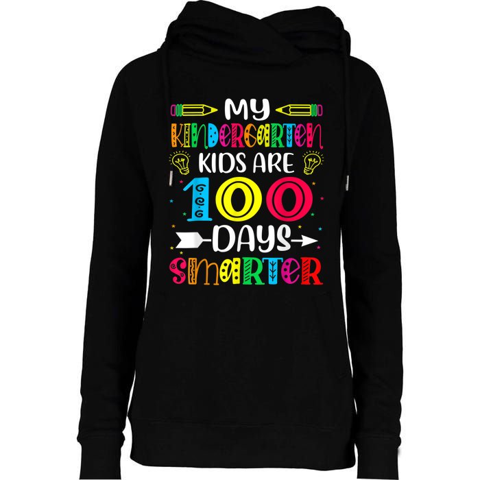 Kindergarten Teacher Gift 100 Days Smarter 100th Day Of School Womens Funnel Neck Pullover Hood