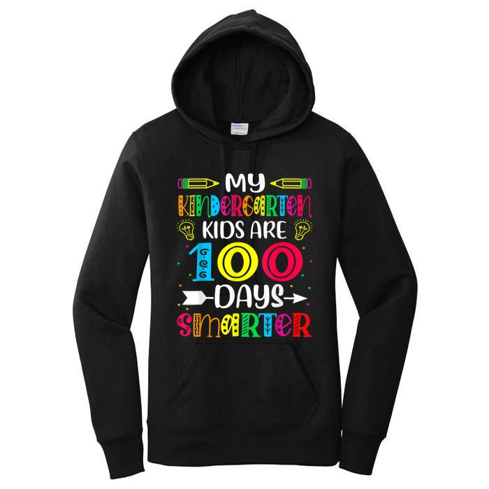 Kindergarten Teacher Gift 100 Days Smarter 100th Day Of School Women's Pullover Hoodie