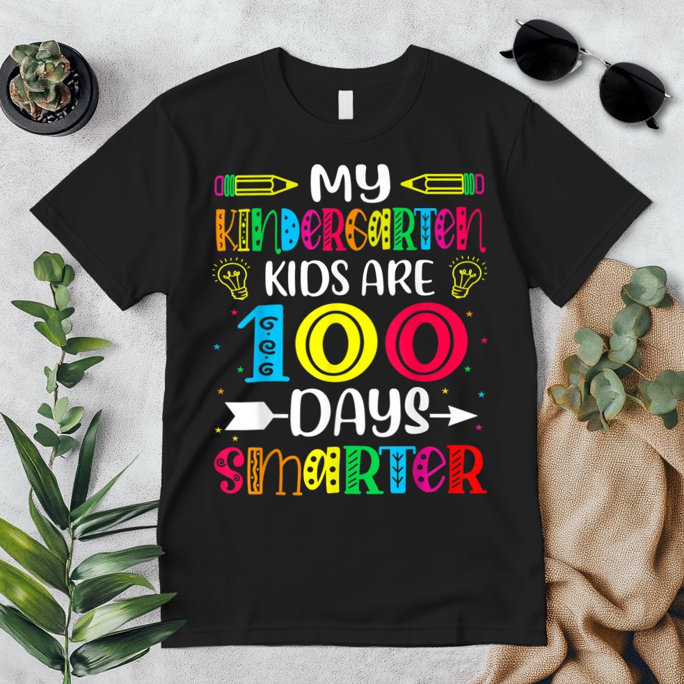 Kindergarten Teacher Gift 100 Days Smarter 100th Day Of School Premium T-Shirt