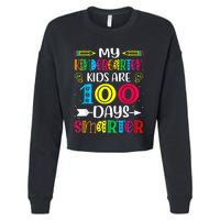 Kindergarten Teacher Gift 100 Days Smarter 100th Day Of School Cropped Pullover Crew