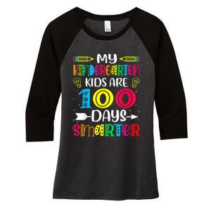 Kindergarten Teacher Gift 100 Days Smarter 100th Day Of School Women's Tri-Blend 3/4-Sleeve Raglan Shirt