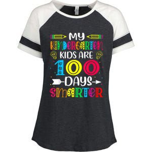 Kindergarten Teacher Gift 100 Days Smarter 100th Day Of School Enza Ladies Jersey Colorblock Tee