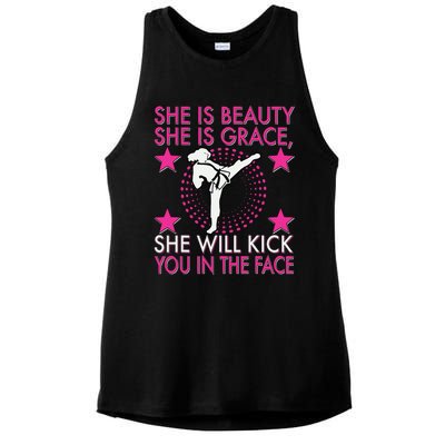 Karate Taekwondo Girl Women Karate Kick Ladies PosiCharge Tri-Blend Wicking Tank