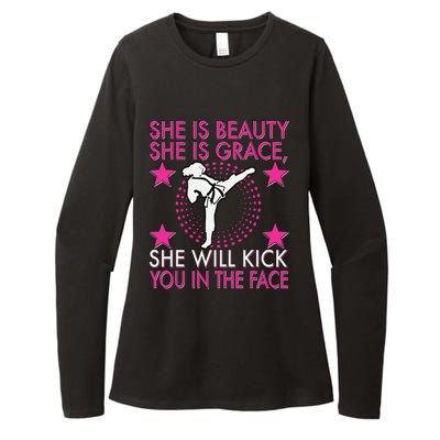 Karate Taekwondo Girl Women Karate Kick Womens CVC Long Sleeve Shirt