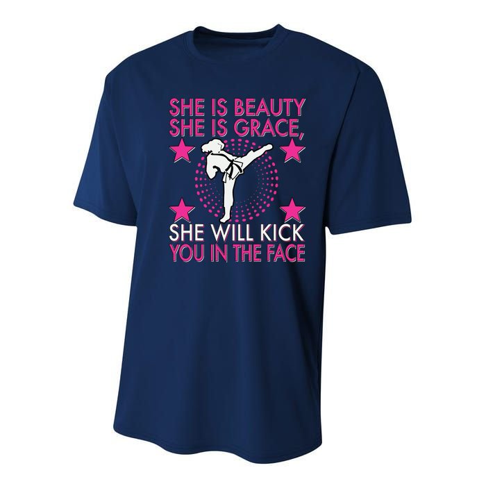 Karate Taekwondo Girl Women Karate Kick Youth Performance Sprint T-Shirt