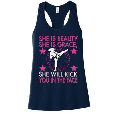 Karate Taekwondo Girl Women Karate Kick Women's Racerback Tank