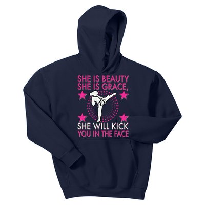 Karate Taekwondo Girl Women Karate Kick Kids Hoodie