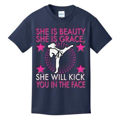 Karate Taekwondo Girl Women Karate Kick Kids T-Shirt