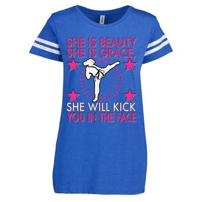 Karate Taekwondo Girl Women Karate Kick Enza Ladies Jersey Football T-Shirt