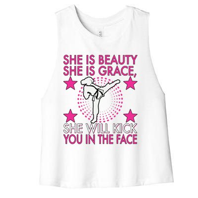 Karate Taekwondo Girl Women Karate Kick Women's Racerback Cropped Tank