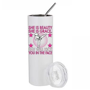 Karate Taekwondo Girl Women Karate Kick Stainless Steel Tumbler