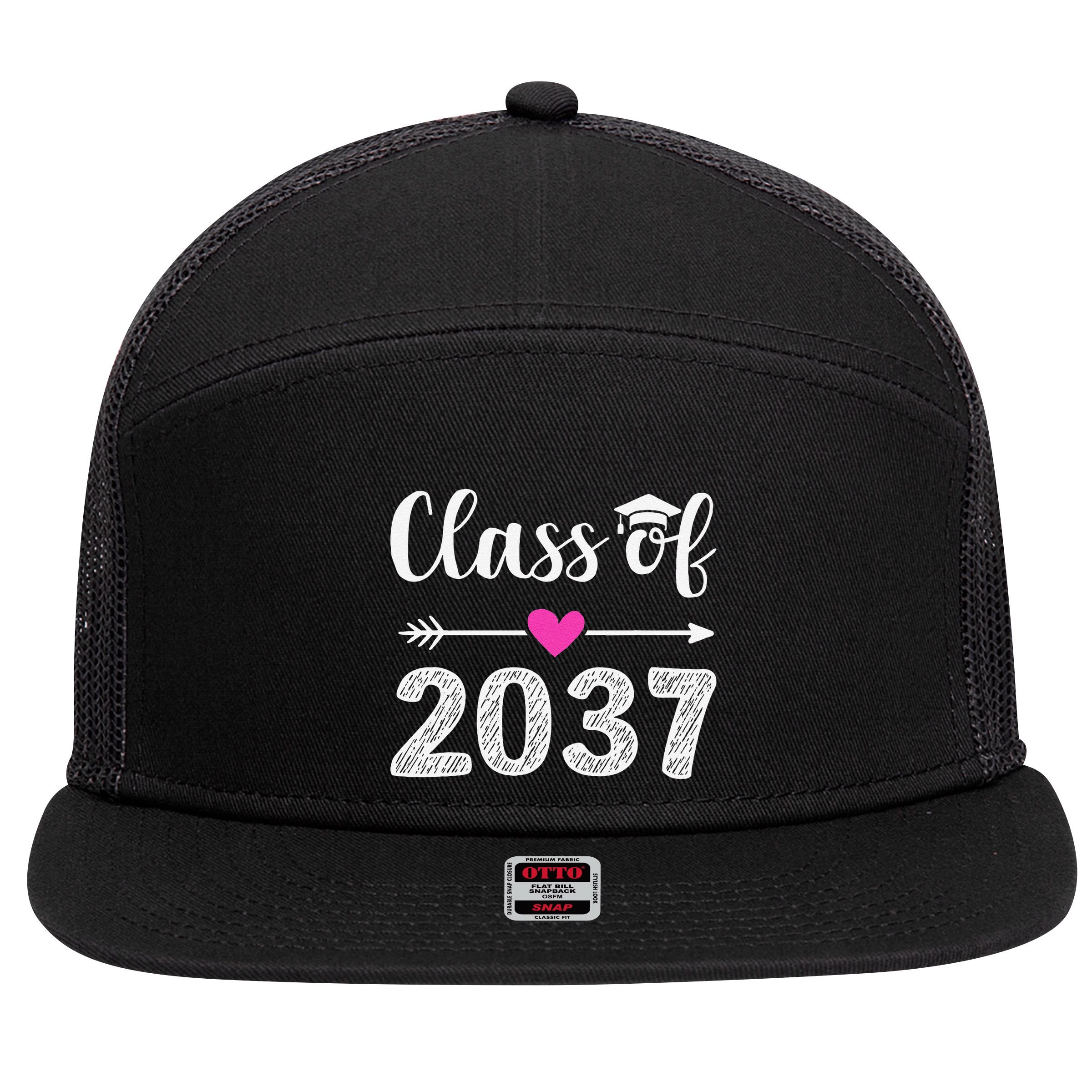 Kindergarten To Graduation Grow With Me Class Of 2037 Gift 7 Panel Mesh Trucker Snapback Hat