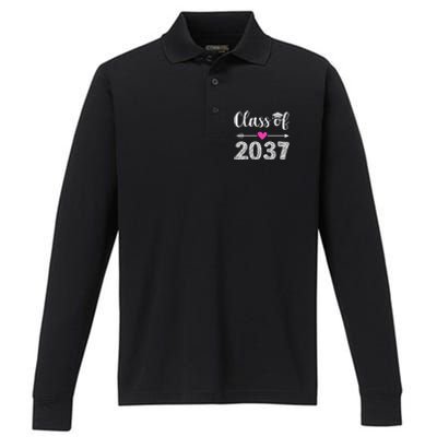 Kindergarten To Graduation Grow With Me Class Of 2037 Gift Performance Long Sleeve Polo