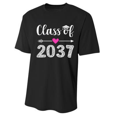 Kindergarten To Graduation Grow With Me Class Of 2037 Gift Performance Sprint T-Shirt