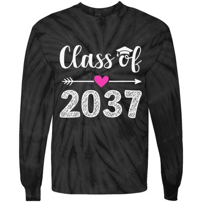 Kindergarten To Graduation Grow With Me Class Of 2037 Gift Tie-Dye Long Sleeve Shirt