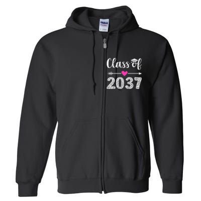 Kindergarten To Graduation Grow With Me Class Of 2037 Gift Full Zip Hoodie