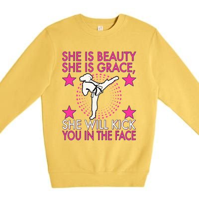 Karate Taekwondo Girl Women Karate Kick Premium Crewneck Sweatshirt