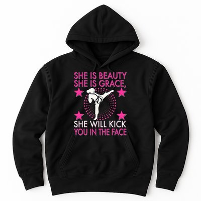 Karate Taekwondo Girl Women Karate Kick Hoodie