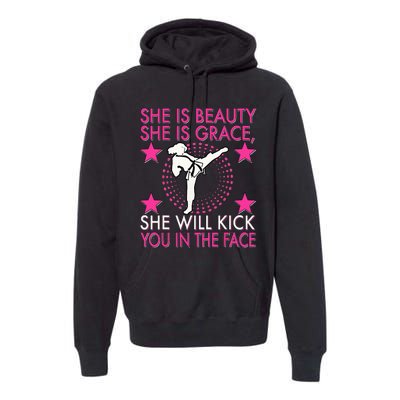 Karate Taekwondo Girl Women Karate Kick Premium Hoodie