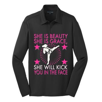 Karate Taekwondo Girl Women Karate Kick Silk Touch Performance Long Sleeve Polo