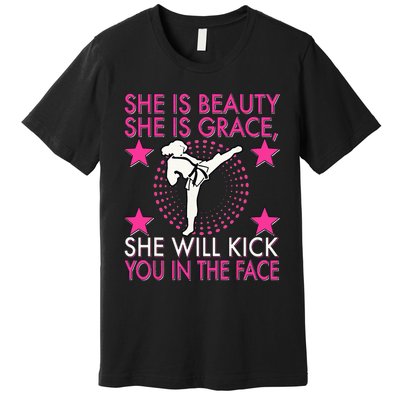 Karate Taekwondo Girl Women Karate Kick Premium T-Shirt