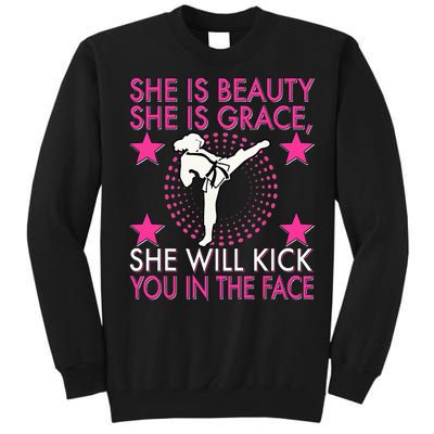 Karate Taekwondo Girl Women Karate Kick Tall Sweatshirt