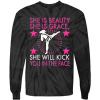 Karate Taekwondo Girl Women Karate Kick Tie-Dye Long Sleeve Shirt