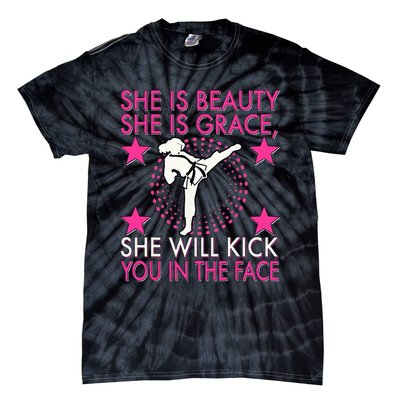 Karate Taekwondo Girl Women Karate Kick Tie-Dye T-Shirt