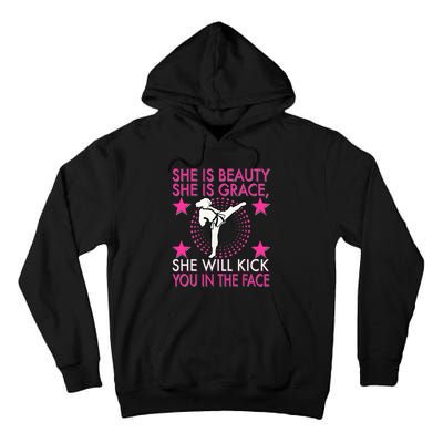 Karate Taekwondo Girl Women Karate Kick Tall Hoodie