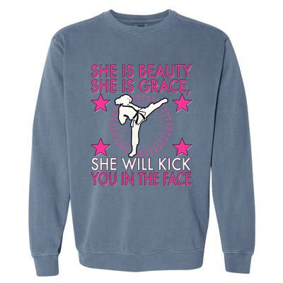 Karate Taekwondo Girl Women Karate Kick Garment-Dyed Sweatshirt