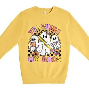 Kindergarten Teacher Halloween Cute Ghosts Teaching My Boos Premium Crewneck Sweatshirt