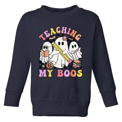 Kindergarten Teacher Halloween Cute Ghosts Teaching My Boos Toddler Sweatshirt