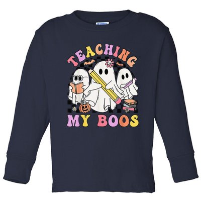 Kindergarten Teacher Halloween Cute Ghosts Teaching My Boos Toddler Long Sleeve Shirt