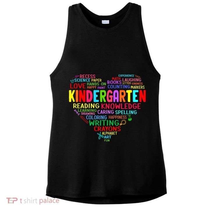 Kindergarten Team Heart Back To School Funny Teacher Ladies PosiCharge Tri-Blend Wicking Tank