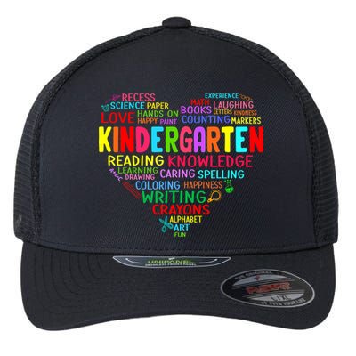 Kindergarten Team Heart Back To School Funny Teacher Flexfit Unipanel Trucker Cap