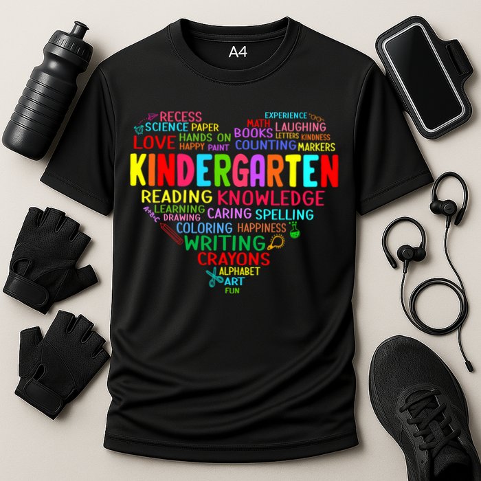 Kindergarten Team Heart Back To School Funny Teacher Cooling Performance Crew T-Shirt